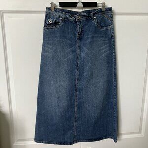 Y2K Suko Jeans Midi Skirt Womens 13/14 A-line Western Coastal Cowgirl